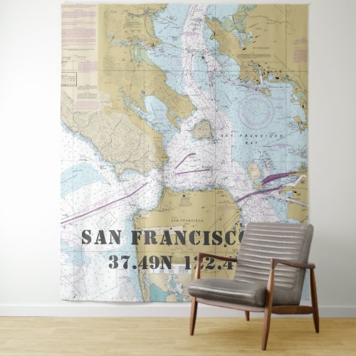 San Francisco Bay  Marin County CA Nautical Chart Tapestry