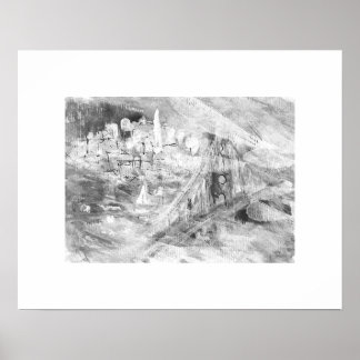 San Francisco Bay on foggy day Poster