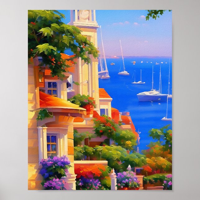 San Francisco Bay Sailboats Floral Art Print (Front)
