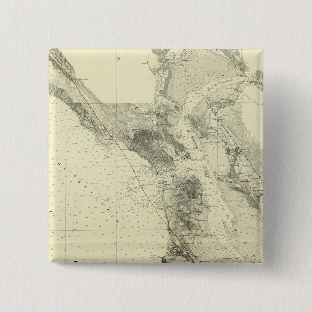 San Francisco Bay showing San Andreas Rift Button (Front)