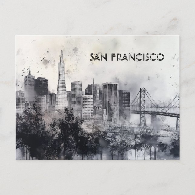 San Francisco Black and White Travel postcard (Front)