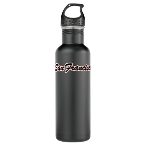 San Francisco Black Gold and Red on White Stainless Steel Water Bottle