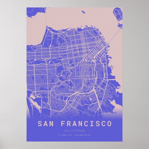 San Francisco Blue City Map Poster