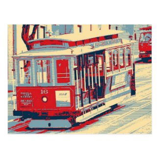 San Francisco blue red Postcard