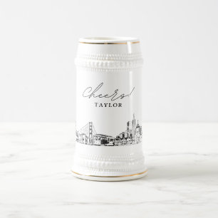 San Francisco Bridal Party Gift Personalized Beer Stein