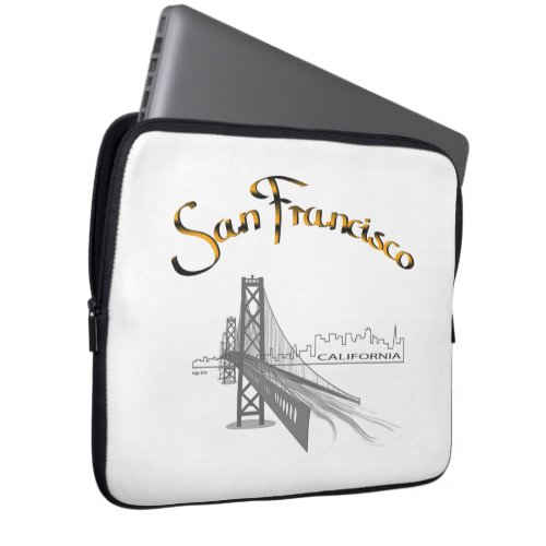 San Francisco Bridge Gold Black Graphic Laptop Sleeve