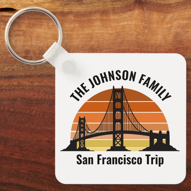 San Francisco Bridge Sunset Custom Trip Souvenir Keychain (Front)