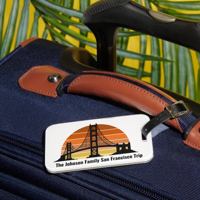 San Francisco Bridge Sunset Custom Vacation Luggage Tag (Front Insitu 3)