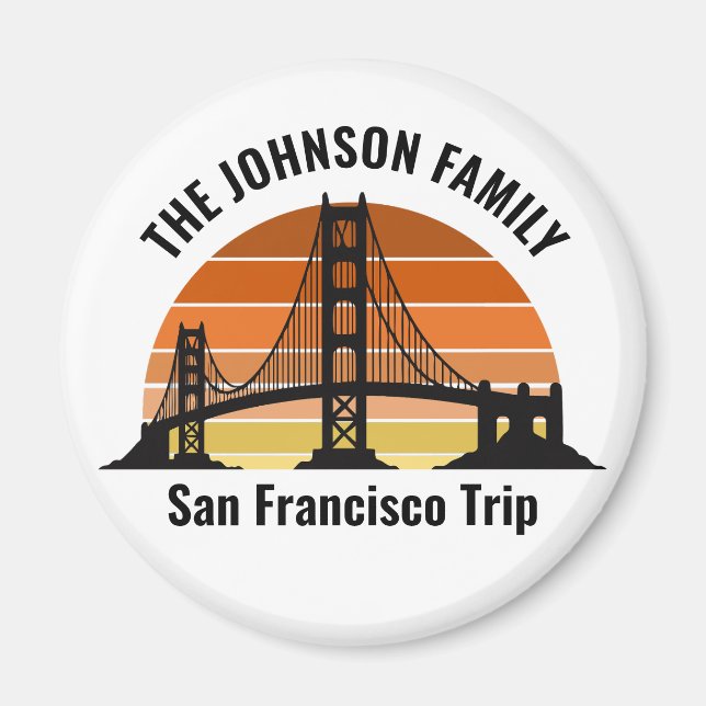 San Francisco Bridge Sunset Custom Vacation Magnet (Front)