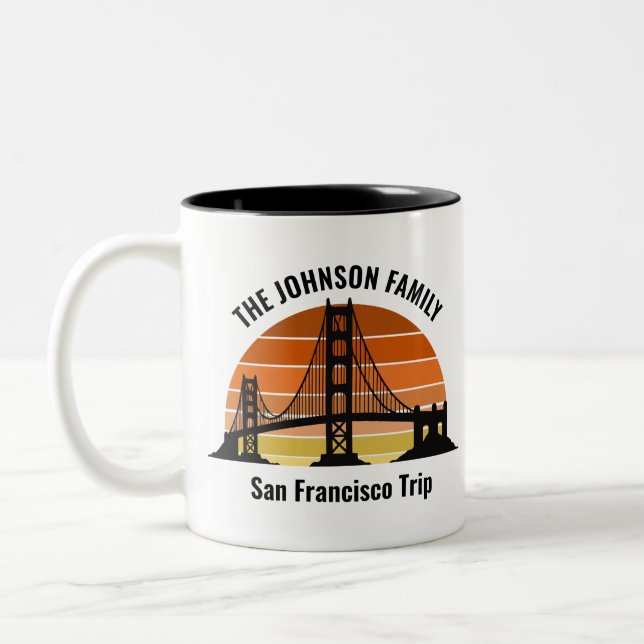 San Francisco Bridge Sunset Trip Souvenir Two-Tone Coffee Mug (Left)