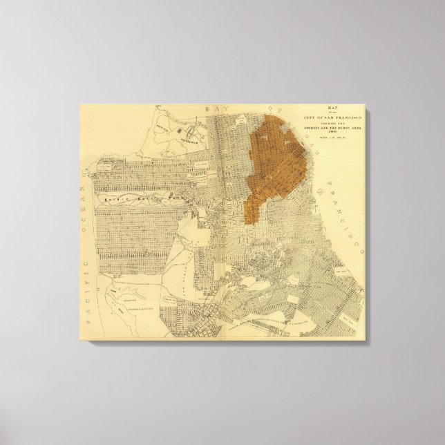 San Francisco burnt area, 1906 Canvas Print (Front)