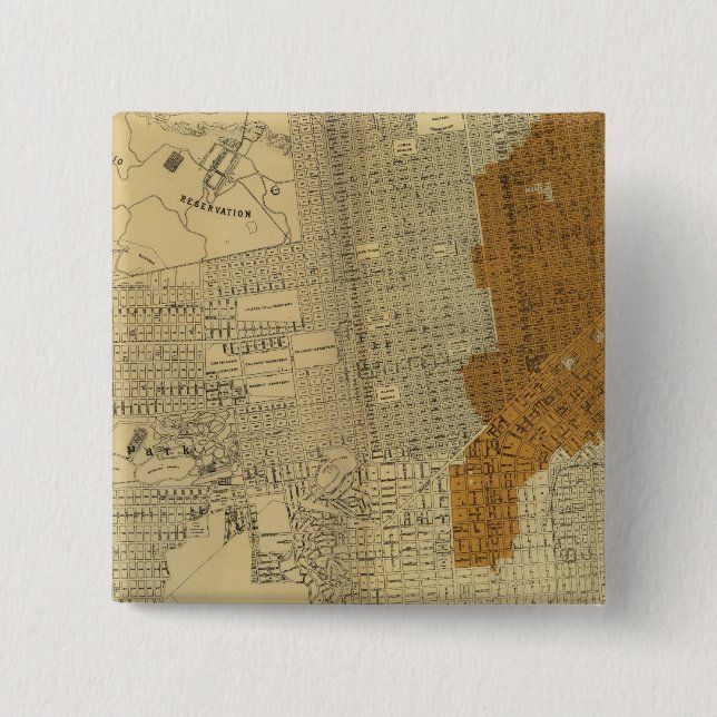 San Francisco burnt area, 1906 Pinback Button (Front)