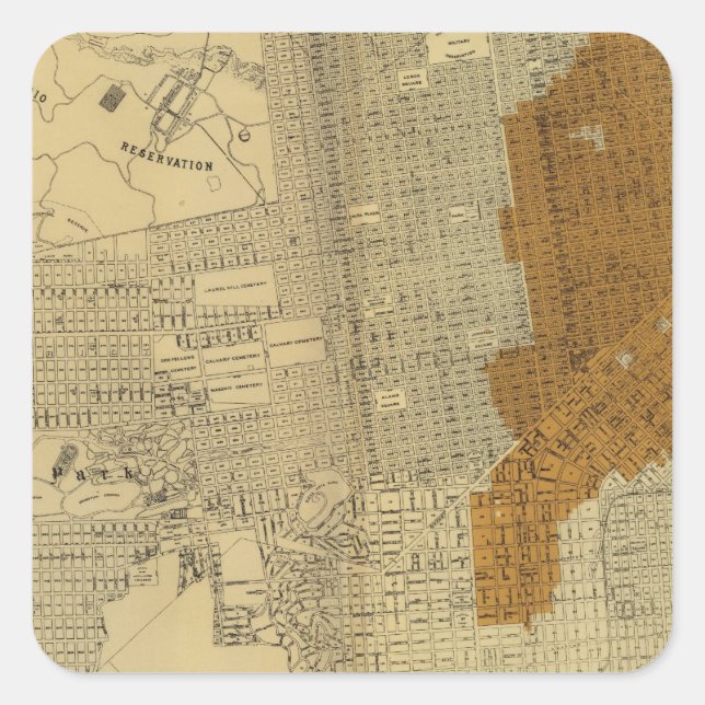 San Francisco burnt area, 1906 Square Sticker (Front)
