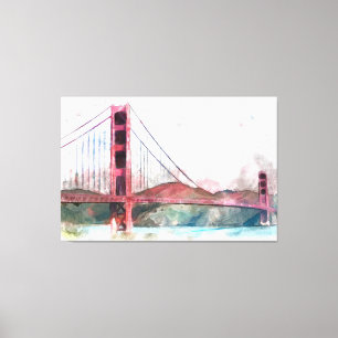 San Francisco, CA - Golden Gate Bridge Large Clock Canvas Print