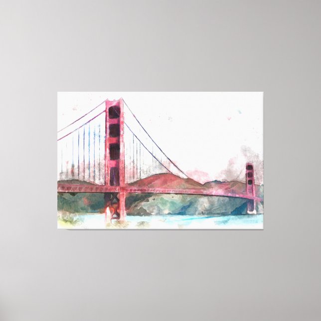 San Francisco, CA - Golden Gate Bridge Large Clock Canvas Print (Front)