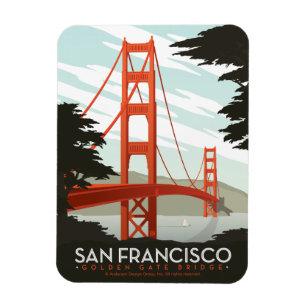 Details about   San Francisco fridge magnet California Vintage Poster travel souvenir Bridge 