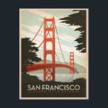 San Francisco, CA - Golden Gate Bridge Postcard<br><div class="desc">Anderson Design Group is an award-winning illustration and design firm in Nashville,  Tennessee. Founder Joel Anderson directs a team of talented artists to create original poster art that looks like classic vintage advertising prints from the 1920s to the 1960s.</div>