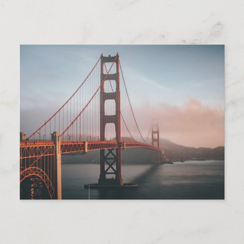 San Francisco CA Golden Gate Bridge Sunset Photo Postcard