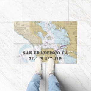 San Francisco CA Latitude Longitude Nautical Boat Doormat