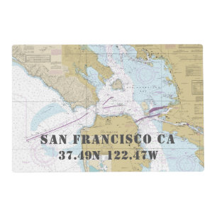 San Francisco CA Latitude Longitude Nautical Placemat