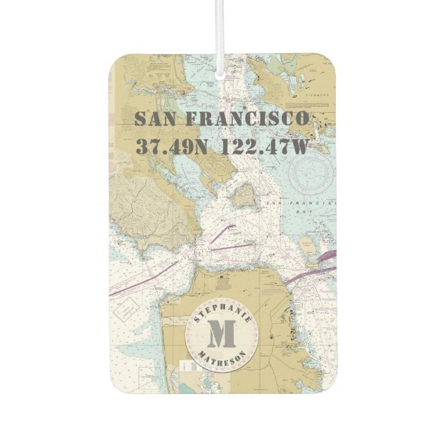 San Francisco CA Nautical Chart Monogram Air Freshener (Front)