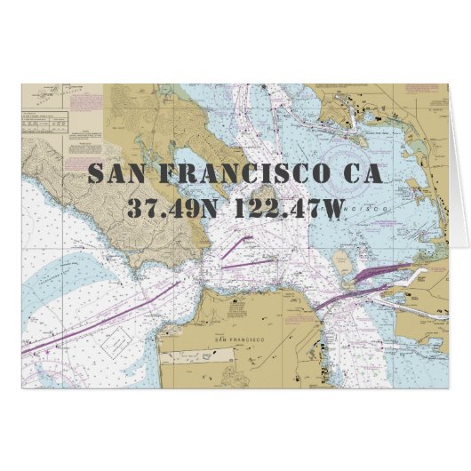 San Francisco CA Nautical Navigation Chart Boater Cards (Front Horizontal)