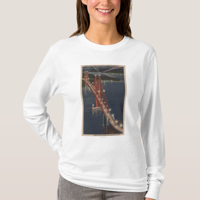 San Francisco, CA - Night View of Golden Gate T-Shirt (Front)