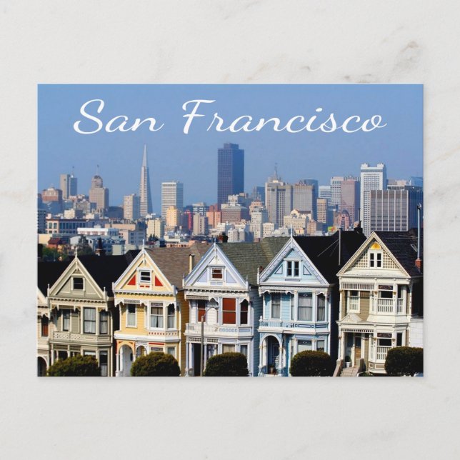 San Francisco CA Painted Ladies Skyline States Postcard (Front)