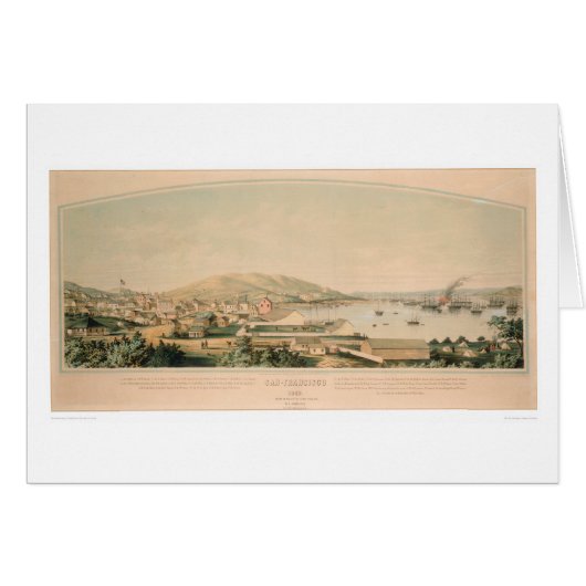 San Francisco, CA. Panoramic Map 1849 (1626A) Cards (Front Horizontal)