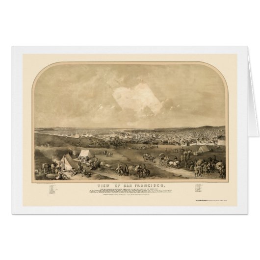 San Francisco, CA Panoramic Map - 1851 Cards (Front Horizontal)