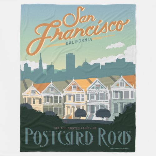 San Francisco CA _ Postcard Row Fleece Blanket