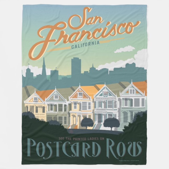 San Francisco, CA - Postcard Row Fleece Blanket (Front)