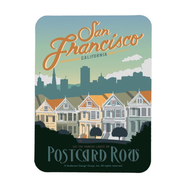 San Francisco, CA - Postcard Row Magnet (Vertical)