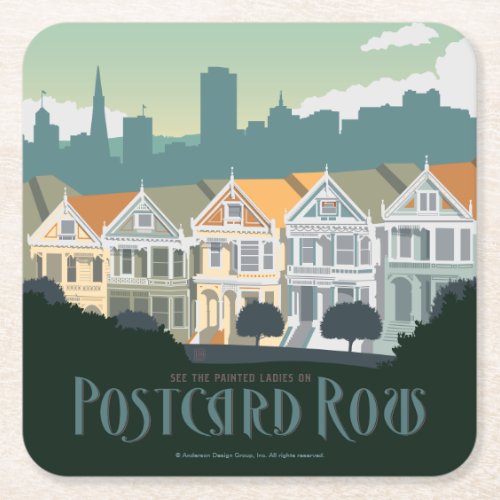 San Francisco CA _ Postcard Row Square Paper Coaster