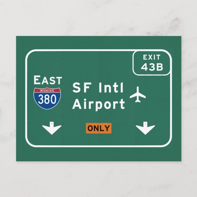 San Francisco CA SFO Airport I-380 E Interstate - Postcard (Front)