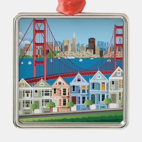 San Francisco CA  The City By The Bay Metal Ornament