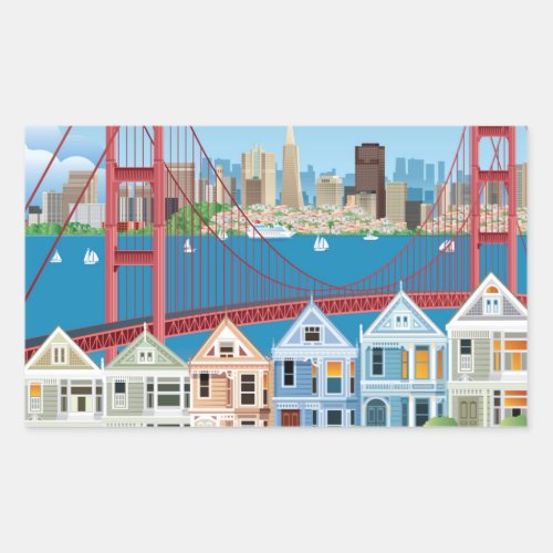 San Francisco CA  The City By The Bay Rectangular Sticker