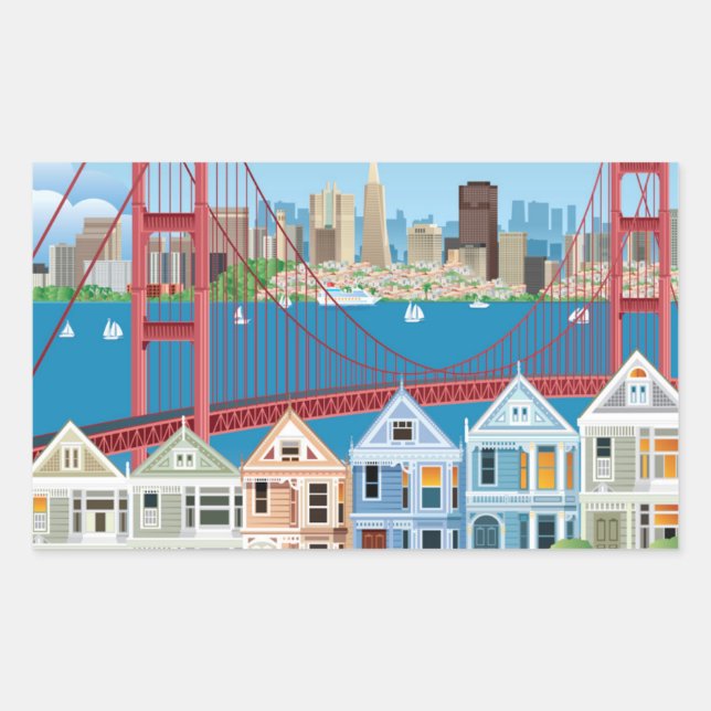 San Francisco, CA | The City By The Bay Rectangular Sticker (Front)
