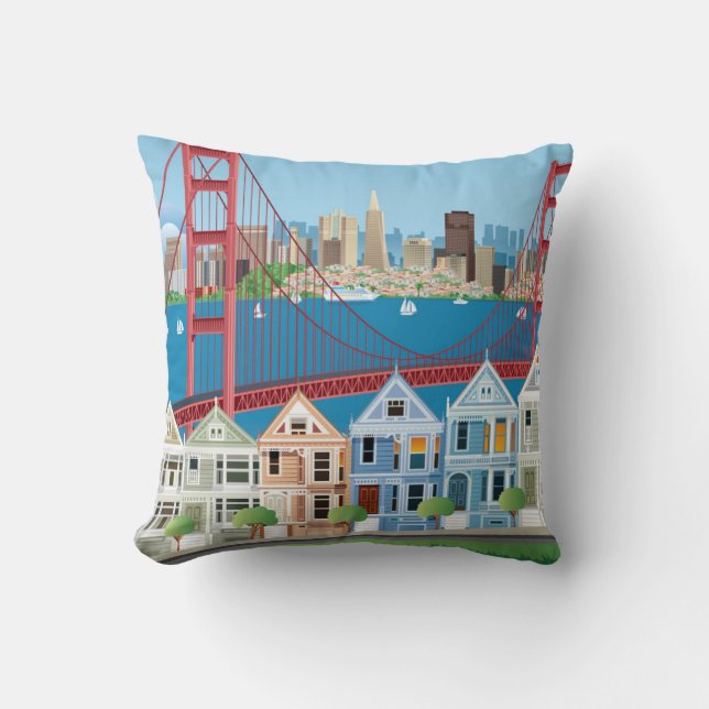 San Francisco, CA | The City By The Bay Throw Pillow (Front)