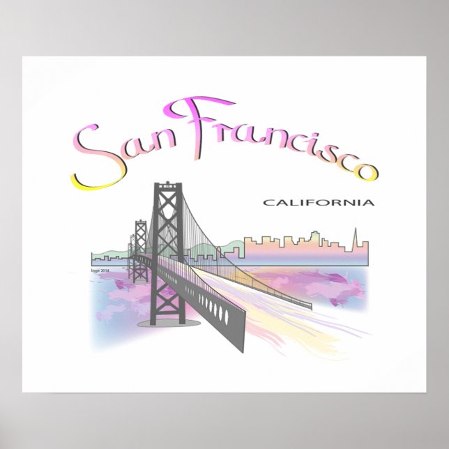 San Francisco, CA with Rainbow Colors Poster (Front)