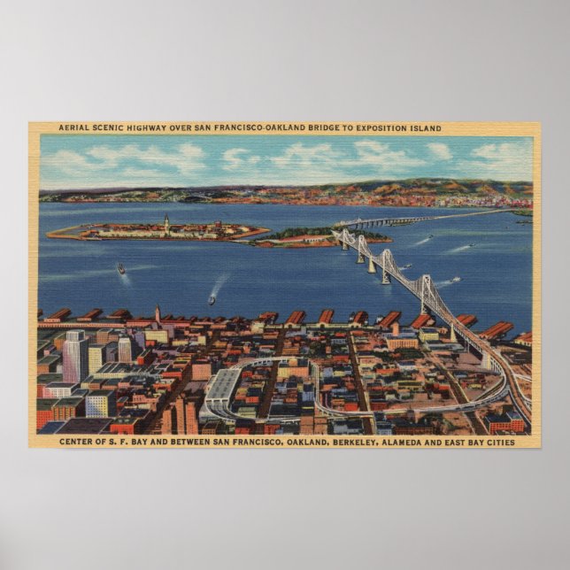 San Francisco, CAAerial View of S. F. Bridge Poster (Front)