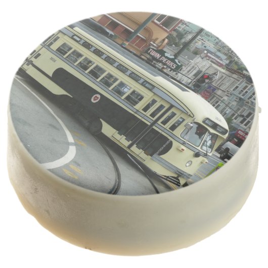 San Francisco Cable Car Chocolate Covered Oreo (Angled)