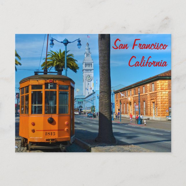 San Francisco Cable Car & Ferry Building Postcard (Front)