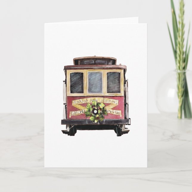 San Francisco cable car Folded holiday card (Front)