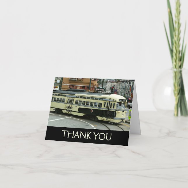 San Francisco Cable Car Letterpress Thank You Card (Front)