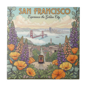 San Francisco Cable Car Postcard Ceramic Tile