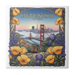 San Francisco Cable Car Postcard Ceramic Tile