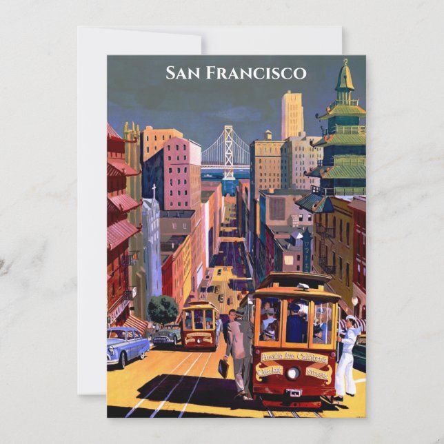 San Francisco Cable Car Retro Vintage Flat Card (Front)