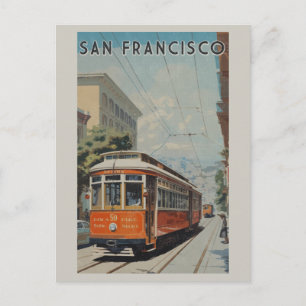 San Francisco Cable Car Retro Vintage Travel Postcard