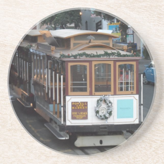 San Francisco Cable Car Sandstone Coaster (Front)